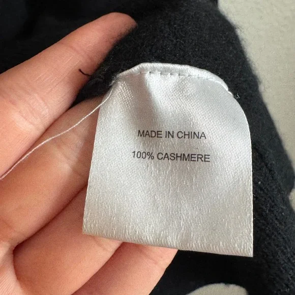 Quince Womens Black 100% Cashmere Ruched Side Crew Neck Sweater Size M Minimal - Picture 6 of 10